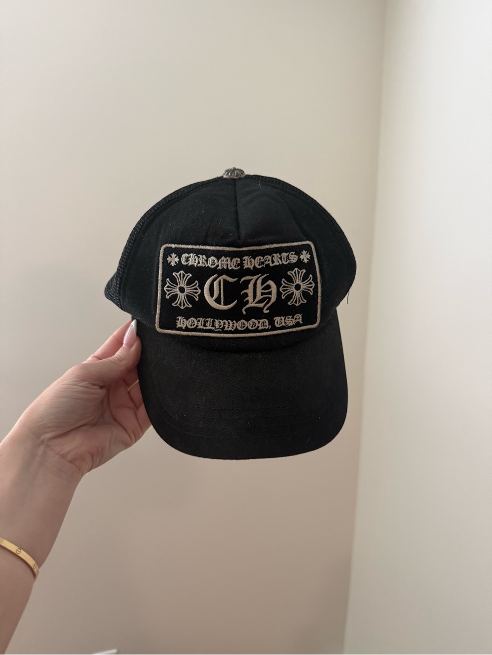 Chrome Hearts Black Trucker Cap with CH Patch